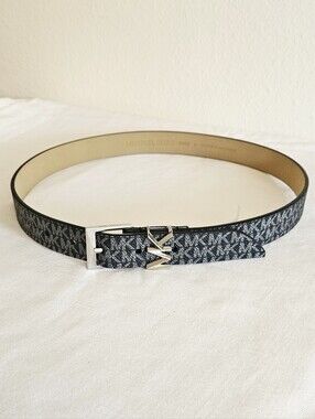 Michael Kors MK Logo Belt With Silver Buckle